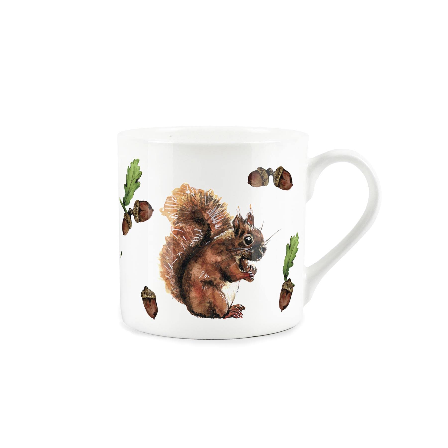 Purely Home Rhiannon Chauncey Red Squirrel Watercolour Painted Design Mug - Fine Bone China White Mug Coffee/Tea Present Gift for Animal Lovers