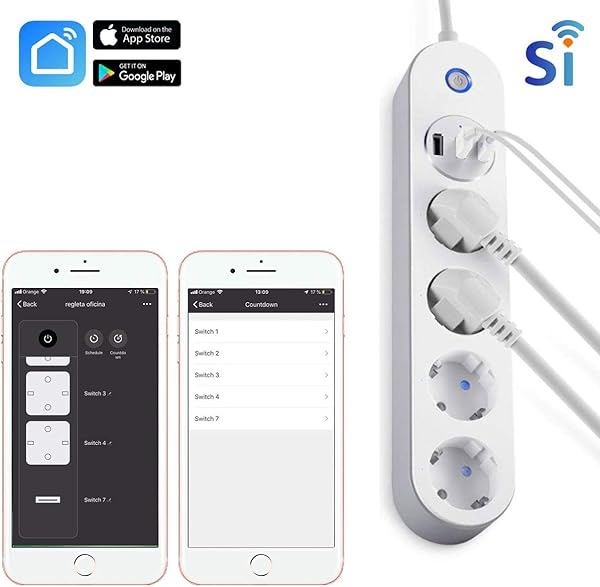 Regleta Inteligente WiFI Enchufe Mltiple 4 Tomas 3 USB Control de Voz Control de Aplicaciones y Funcin de Temporizacin Compatible con Smart Life Alexa Google Home