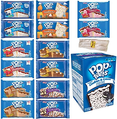 Pop-Tarts Frosted Fruit and Chocolate Variety(8 Flavors-36 Pastries Total); Hot Fudge Sundae, Pumpkin Pie, Smores, Brown Sugar, Strawberry, Cherry, Blueberry, Cookies & Crème;Bundled w/Cumbia cutlery