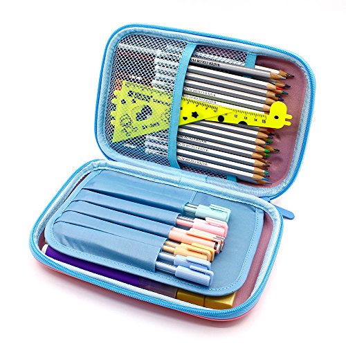 SOOCUTE Mermaid Big Capacity Hardtop Pencil Case with Compartment - Cute School Stationery Supply Organizer Box Pen Holder for Kids Girls Toddlers (Light Pink)