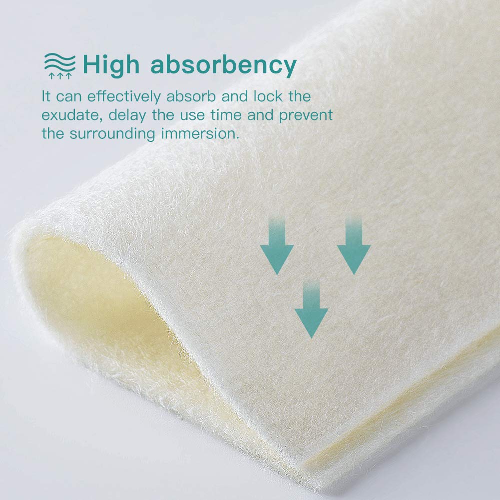 Dimora Calcium Alginate Wound Dressing, 4'' x 4'' Patches,10 Individual Sterile Pads, Soft and Highly Absorbent Dressing Gauze, Non-Stick Padding