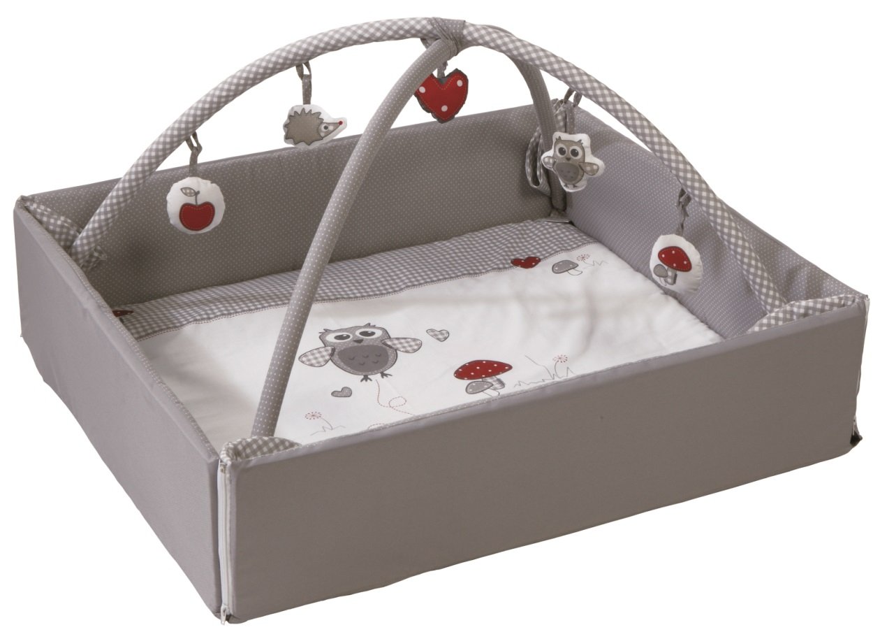 roba Baby Nest 4-in-1 'Adam & Owl', Safe Changing Mat with Fall Protection, Cuddly Nest, Play & Crawling Blanket, Activity Centre with Play Arch & Play Elements & Playpen Insert