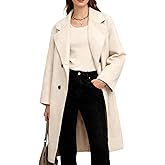 Nroboo Long Coat for Women Fall Winter Wool Coats Double Breasted Midi Peacoat Trench Coats Outwear