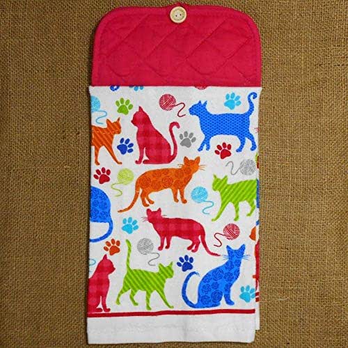 Cat Themed Hanging Dish Towel, Kitchen Decor Handmade