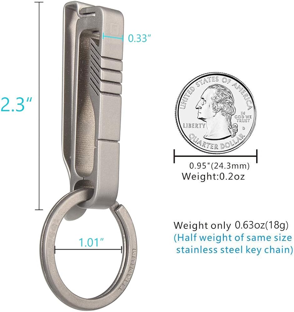 TISUR Belt Keychain Titanium Belt Loop Key Holder with Detachable Keyring for Men and Women (BK1) at  Men’s Clothing store