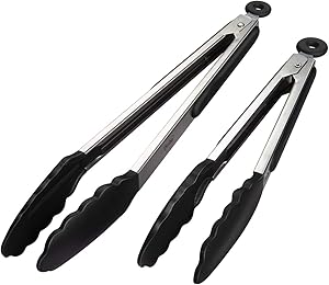 iNeibo Kitchen Premium Silicone Tongs - Pack of 2, 9