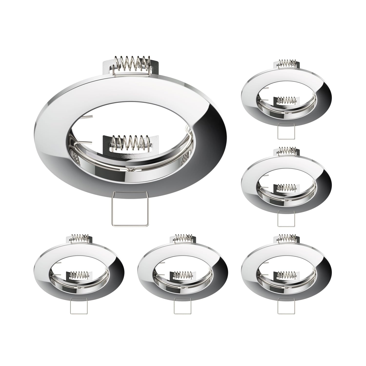 ledscom.de 6 Pieces Ceiling mounting Frame CIRC, Round, Glossy Chrome