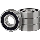 XIKE 4 Pcs 6201-8-2RS Bearings 1/2" x32x10mm, Double Rubber Seals. | Pre-Lubricated, Deep Groove Ball Bearing