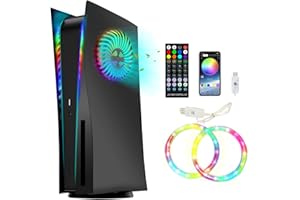 ARVIN Face Plates for PS5 Console with RGB LED Light Strip, Replacement Shell Cove for PS5 Disk with Fan Vents, 3 Control Modes, 8 Colors, 400+ Lights Effects, Music Sync, ABS Hard Shockproof Anti-Scratch
