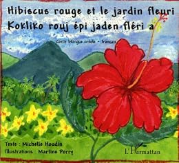Hibiscus rouge et le jardin fleuri