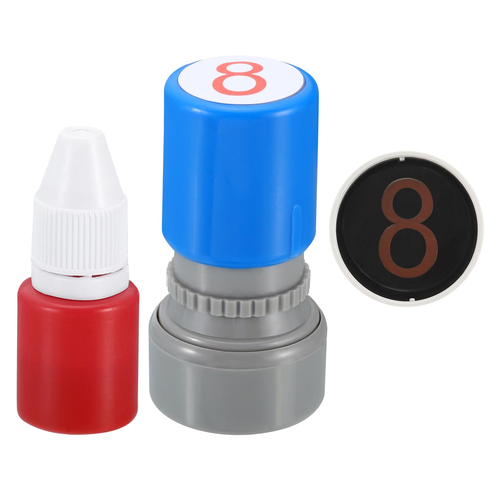 PATIKIL Number Stamps Self Inking, Numeral 8 Number Stamp Teacher Stamp Initial Stamp Ink Stamp for Class Notebook Scrapbooking DIY Craft Style 1, Red Ink