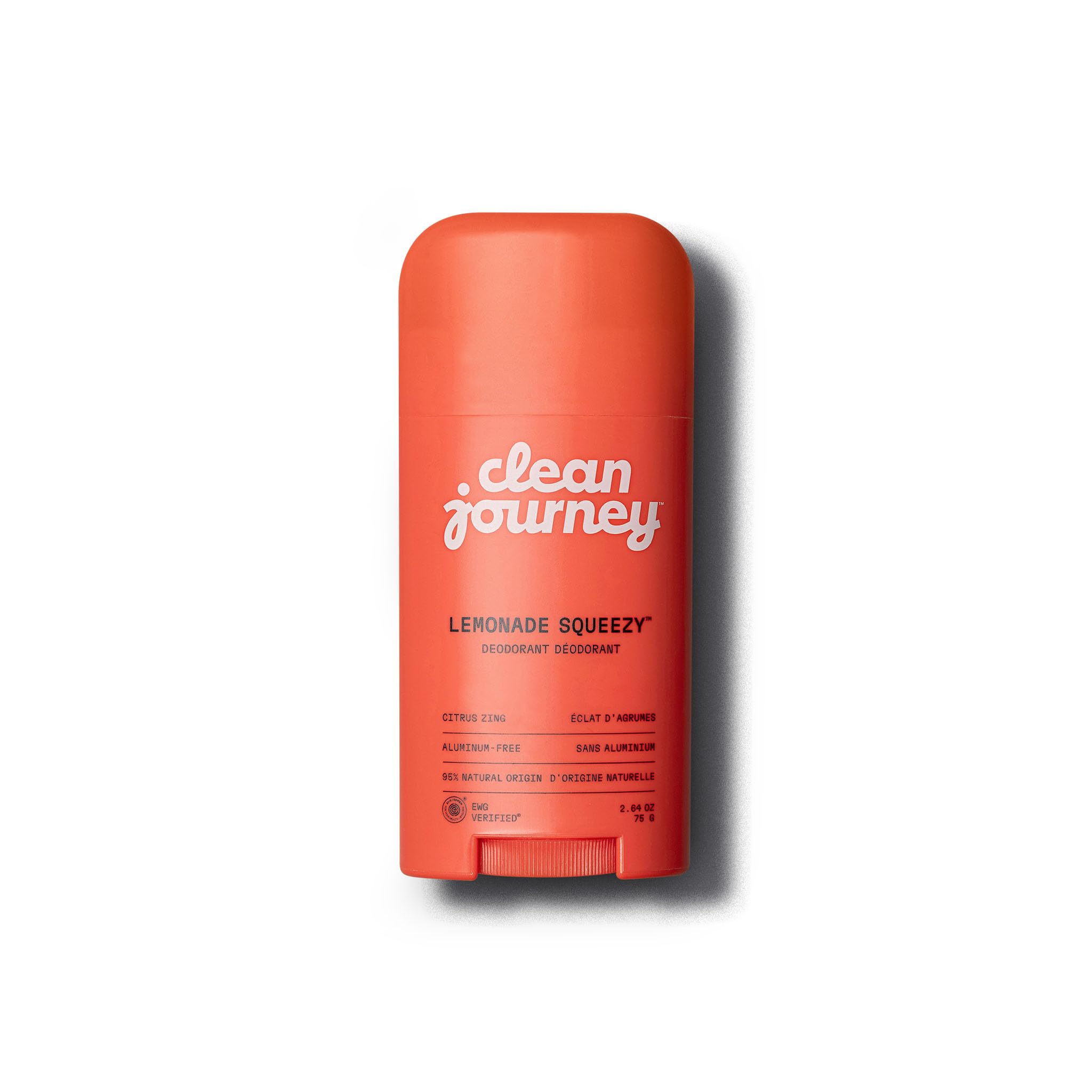 Photo 1 of *MINOR DAMAGE - USED*
cleanjourney Aluminum-Free Deodorant, Odor Control With Baking Soda, Natural Origin Ingredients, EWG Verified & No Harmful Chemicals, Lemonade Squeezy, 2.64 Oz