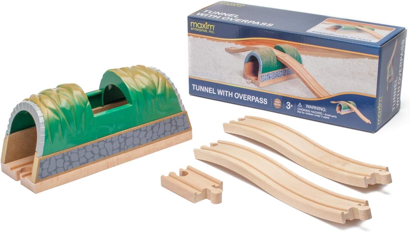wooden train track tunnel