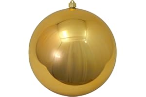Christmas By Krebs 12" (300mm) Shiny Gilded Gold [1 Piece] Extra Large Solid Oversized Huge Big Outdoor Plastic, UV Ball Ornament Hanging Tree Decorations