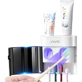 Boperzi Dustproof Cover Toothbrush Holder Wall Mounted Automatic Dispenser for Shower Bathroom Set with 2 Toothpaste Squeezers(No Electric, No Light)