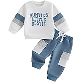 XRTBMN Aunties Little Dude Baby Outfit Toddler Boy Long Sleeve Letter Sweatshirt Top and Pants Set Infant Fall Winter Clothes