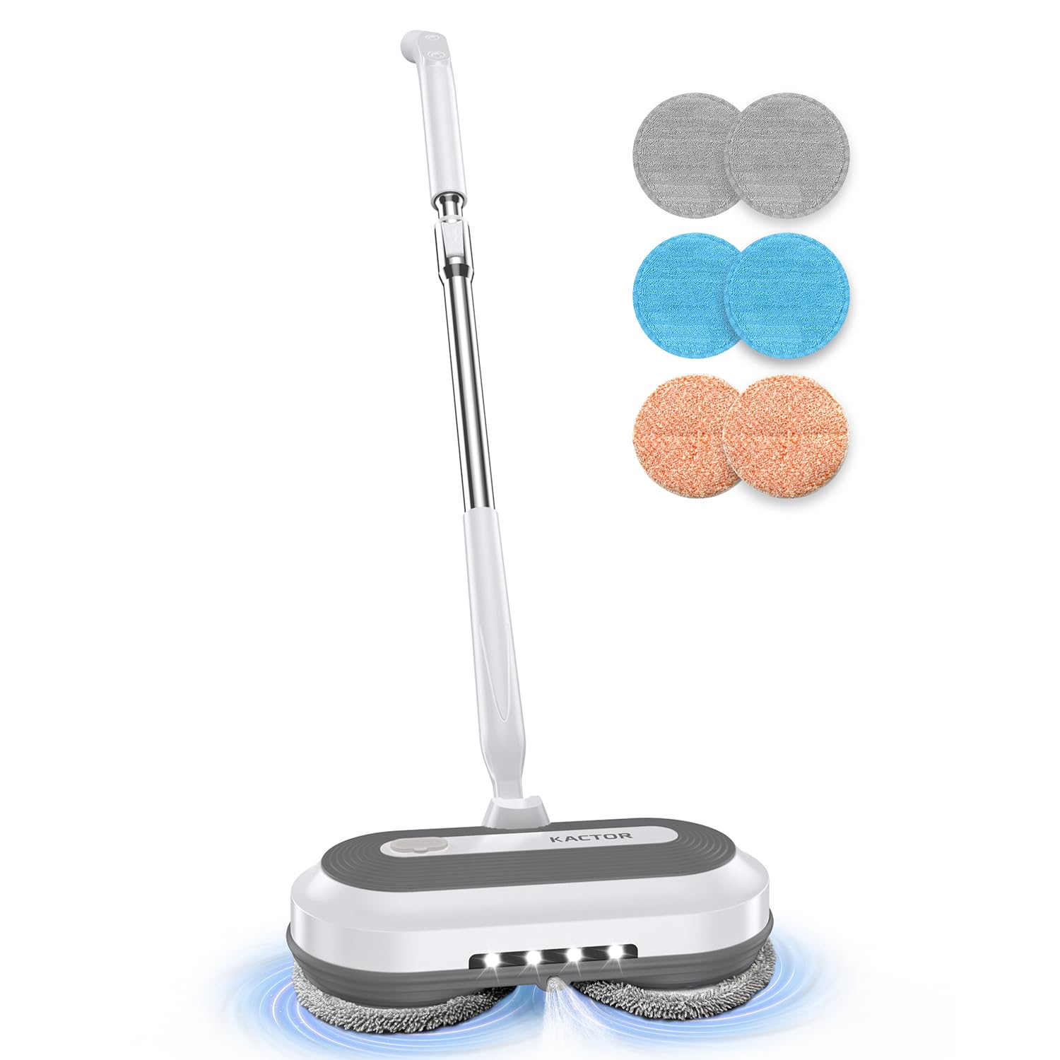 Photo 1 of Cordless Electric Spin Mop, Electric Floor Cleaner with Water Sprayer & LED Headlight, 50mins Working Time, 290ml Water Tank, Adjustable Tube, Self-Propelled Multi-Surfaces Floor Mop for Home Cleaning