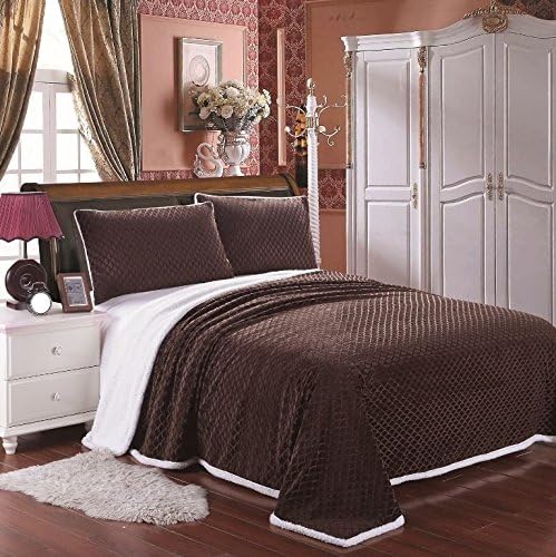Plazatex Mermaid Sherpa Oversized Solid Reversible Blanket, King, Chocolate