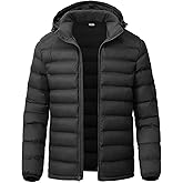 YSENTO Men's Down Alternative Jackets Lightweight Water-Resistant Winter Insulated Puffer Coat Detachable Hood