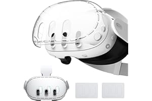 TiMOVO Accessories for Meta Quest 3, Protective Shell Cover for Quest 3 Includes Transparent Shell Cover, Ultra-Clear Lens Tempered Glass Protector Film, VR Protective Case Accessories