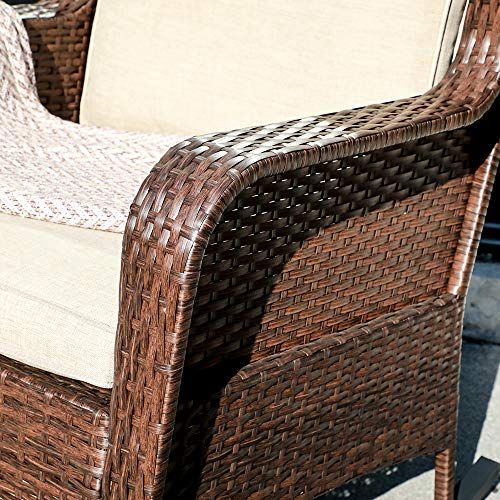 SUNSITT Outdoor Resin Wicker Rocking Chair with Olefin Cushions, Patio