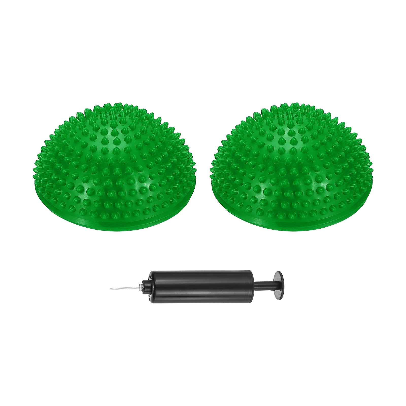PATIKIL 2 Pcs Half Spiky Domes Balance Pods, Balance Trainer Dots with Hand Pump, Green, PVC, 17x8 cm / 6.7x3.1 Inch, Adult