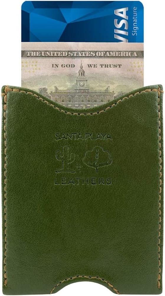 Santa Playa, Fruit & Vegetable Leathers Front Pocket Wallet Made from Eco Friendly Cactus Leather & Waxed Canvas – Small Slim Lightweight Minimalist Credit Cards, Cash, Money Holder – Nopal Green at  Men’s Clothing store
