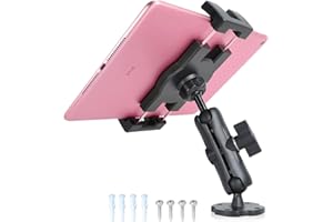 VAUBORTTI Aluminum iPad Mount Car Holder for 6.5"-12.9" Tablet Tab iPad Mini/Air/Pro,Drill Base Heavy-Duty Tablet Mount for Truck Wall Desk,Ball Mount Fit for RAM System