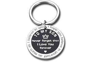 AEOLUSSOMS To My Son Inspirational Gifts I Love You Keychain From Step Mother Mom Dad Sweet 16th 18th 21st Birthday Graduation Christmas Back To School Gift For Boys Kids Teen Adult Men Foster Son Him Keyring