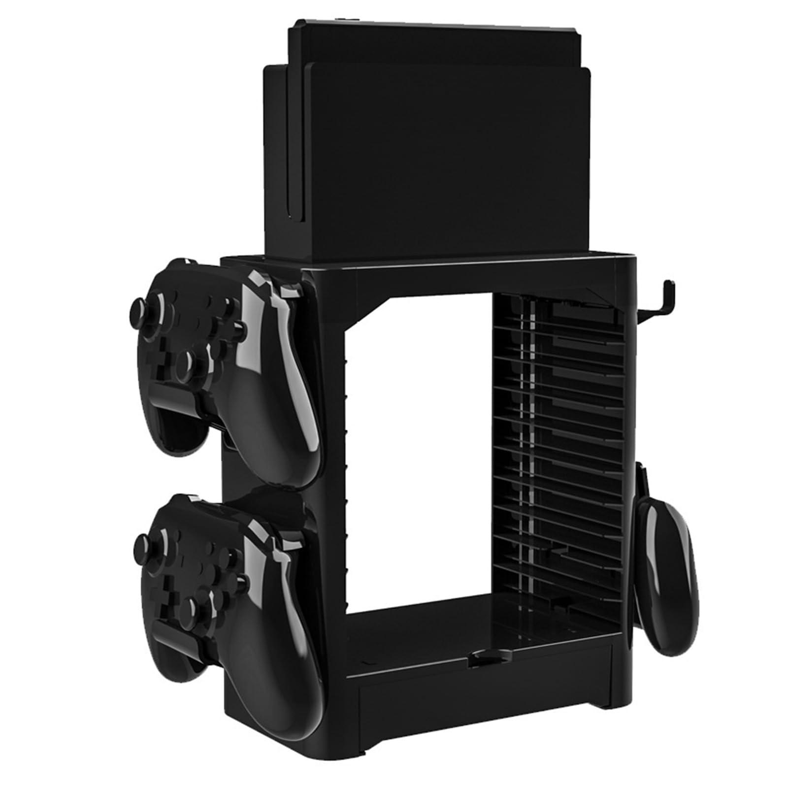 NCONCO controller charger hanger playing cards storage tower video game storage stand game controller organizer game cards gaming disc shelf compatible with PS5 PS4 and other games, blackone,