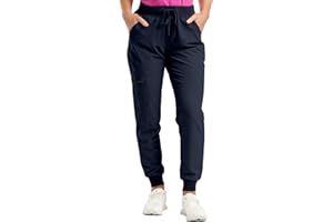 LPIGOH Womens Scrub Pants - Soft Stretch Yoga Style with 5 Pockets, Slim Fit Jogger Scrubs Pants for Women
