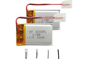 KBT KEEP BETTER TECH KBT 3.7V 200mAh Li-Polymer Battery：402030 Rechargeable Lithium-ion Replacement Batteries (2pack)