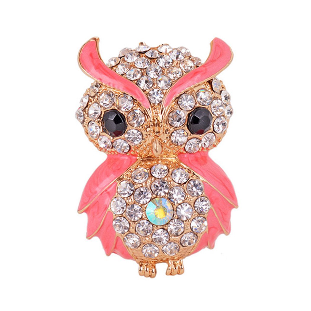 Keychain Keyring Owl Metal Bling Crystals Rhinestone Keyfob Charm Pendant for Handbags,Wind Chimes, Red