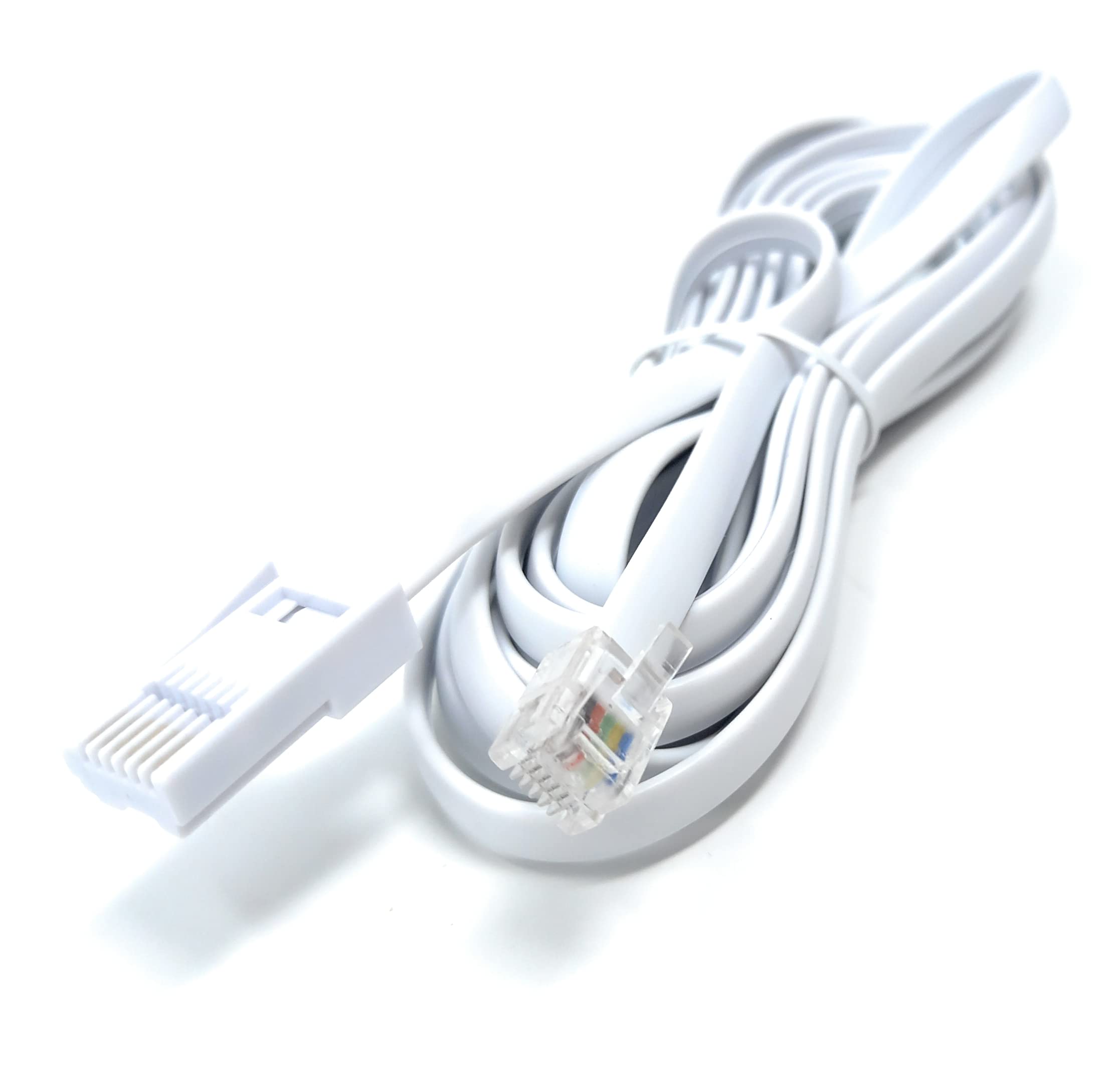 DRUT 3m BT 631A Plug to RJ12 6P6C Plug Lead, 6 Wire Telephone Line Cord, Broadband Modem Router Cable 10ft White