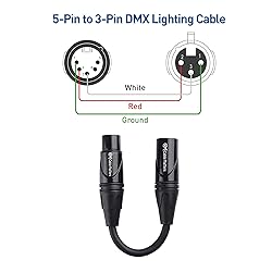 Cable Matters 2-Pack 5 Pin to 3 Pin DMX Lighting