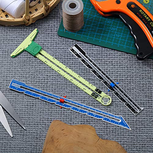 3 Pieces Sliding Gauge Measuring Sewing Tool Set Measuring Sewing Gauge 5in1 TShaped Sliding