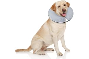 BENCMATE Protective Inflatable Collar for Dogs and Cats - Soft Pet Recovery Collar Does Not Block Vision E-Collar (Large, Grey)