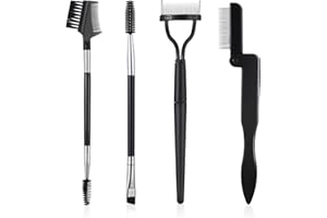 LLOUSSAK 4 Pcs Eyebrow Brush and Comb, Eyelash Separator Tool Lash Comb Eyebrow Brush Professional Mascara Brushes Metal Teeth Spoolies for Eyebrows Eye Makeup Tools for Removes Clump Mascara