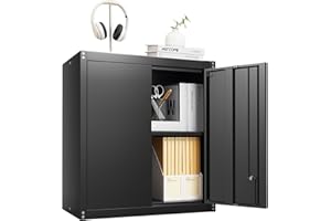IRONFFICE Metal Wall Storage Cabinet,Steel Garage Hanging Cabinet,Black Cabinets for Storage Wall,Locking Wall Cabinet Small for Home Office,Kitchen