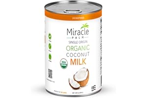 Miracle Palm Coconut Milk Unsweetened - Coconut Milk Canned, Additive Free Organic 13.5 Fl Oz (Pack of 6)