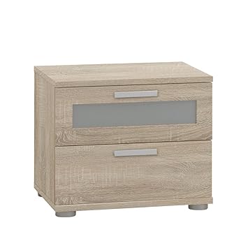 Dmf Prague Bedside Table Drawer Cabinet In Canadian Oak Glass
