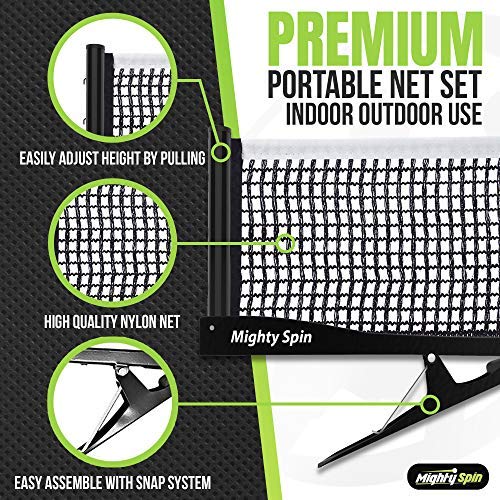 MightySpin Premium Ping Pong Net - Table Tennis Clipper Net and Post Set Stretches to 72", Tournament-Ready, Replacement Nets Fit Any Table for Indoor or Outdoor Play - Easy to Setup - Thumbnail 3