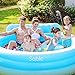 Sable Inflatable Pool, Blow Up Swimming Pool, for Family Party Water Sports with Backrest and Built-in Bench, Blue & White
