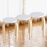Cocoarm Natural Bent Wood Stool, 30cm Seat, Stackable, Anti-Slip Feet view 2