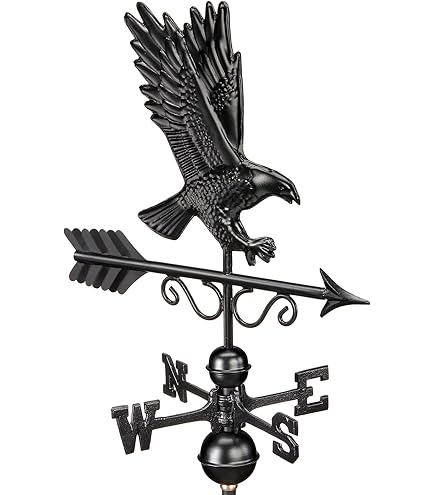 Girouette Vintage Aigle En Métal Noir - 50x30cm - Pour Jardin, Toit Ou Décoration Extérieure