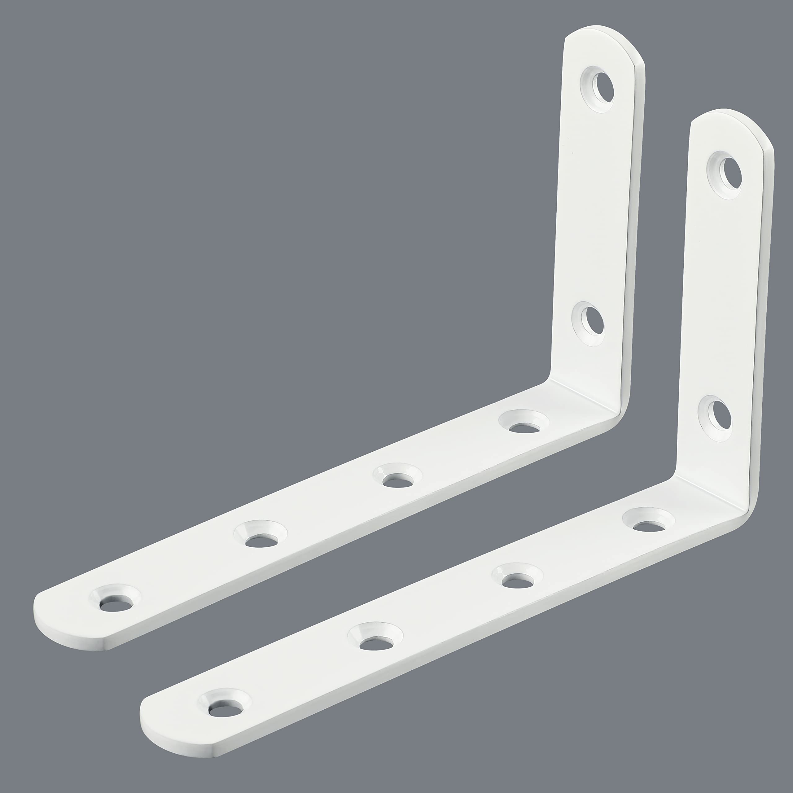 Sayayo Shelf Bracket Corner Brace Angle Bracket Shelf Support Wall Hanging 125mm*75mm, Stainless Steel White Finished, 2 Pcs, EJ5207W-2P