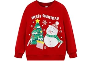 RETSUGO Toddler Boy Christmas Outfit Baby Boy Girl Winter Warm Holiday Fleece Pullover Xmas Crewneck Sweater 1-7 Years