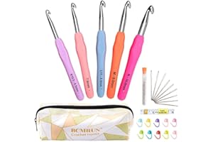Large Crochet Hooks, BCMRUN Size 6.5mm(K)-10.0mm(P) Crochet Hooks Knitting Needles Set Ergonomic Grip Soft Handles Crochet Hook,Large-Eye Blunt Needles,Stitch Marker, Tape Measure in Case