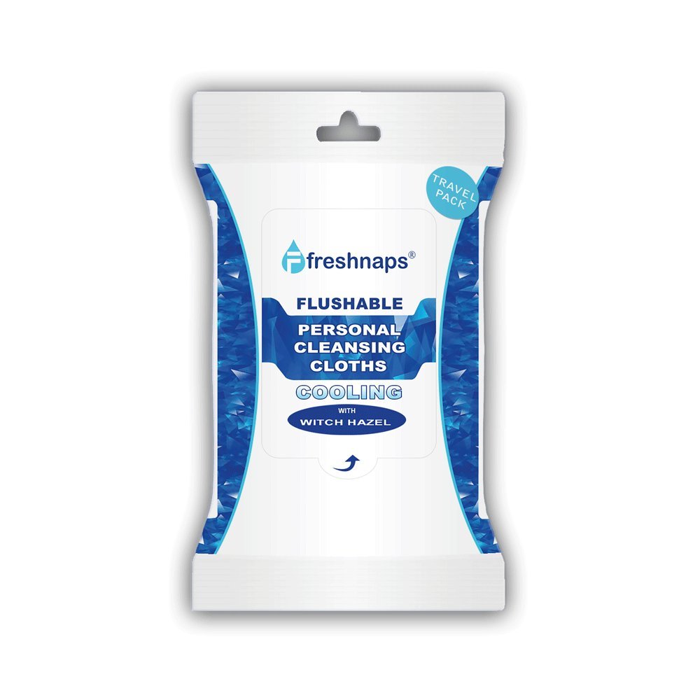 FreshNaps Flushable Personal Cleansing Wipes with Cooling Witch