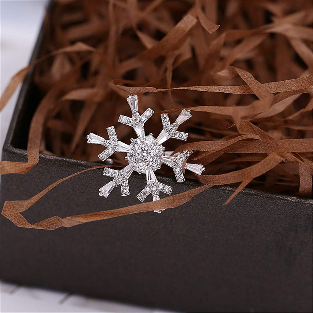 SEWOR Elegant Rotating Rings Adjustable Spinner Diamond Delicate Snowflake Ring for Women Girls, Anti Anxiety,Autism (Snowflake)